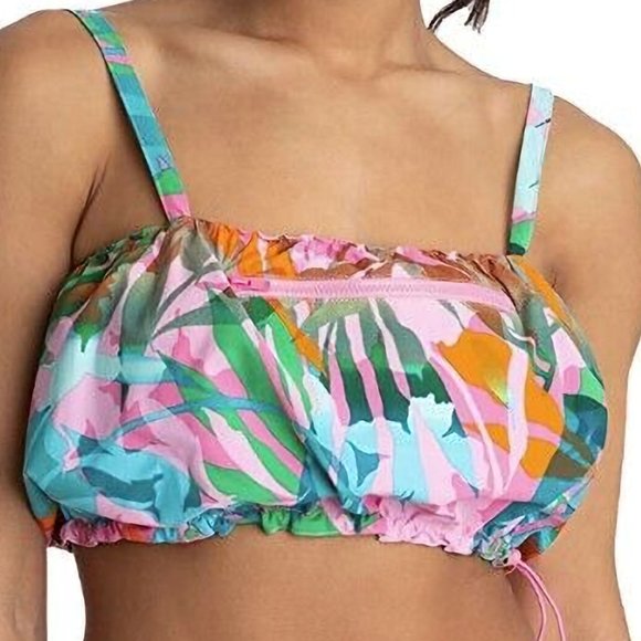 NEW! JUICY COUTURE Tropical Palm Print Zip Crop Top, Size XS - Picture 5 of 15